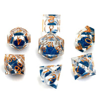 Thumbnail for Blue Sand in Clear Liquid Filled Sharp Resin - 7pcs RPG Dice Set