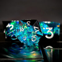 Thumbnail for Candy in Cyan & Black Sharp Resin - 7pcs RPG Dice Set