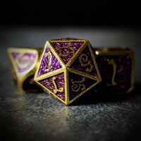 Thumbnail for Purple Enamel in Gold Metal - 7pcs RPG Dice Set