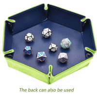 Thumbnail for Green Velvet & Blue PU Leather - Hexagon Hard Dice Tray