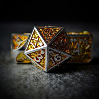 Thumbnail for Gold Monster in Silver Metal - 7pcs RPG Dice Set