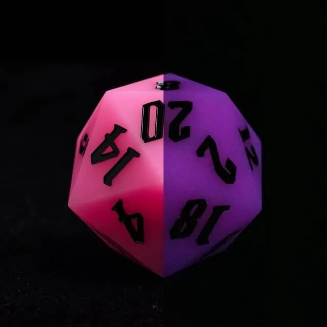 Black on Solid Pink Silicone - D20 RPG Dice