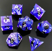 Thumbnail for 7pcs Dice Sharp Filled Liquid Cat White Font Purple Clear