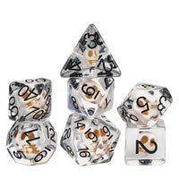 Thumbnail for 7pcs Dice Resin Filled Black Font Skull Clear