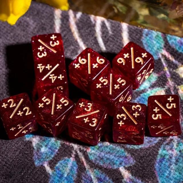 10pcs D6 12mm Dice Acrylic Gold Font Counter Numbers Brown