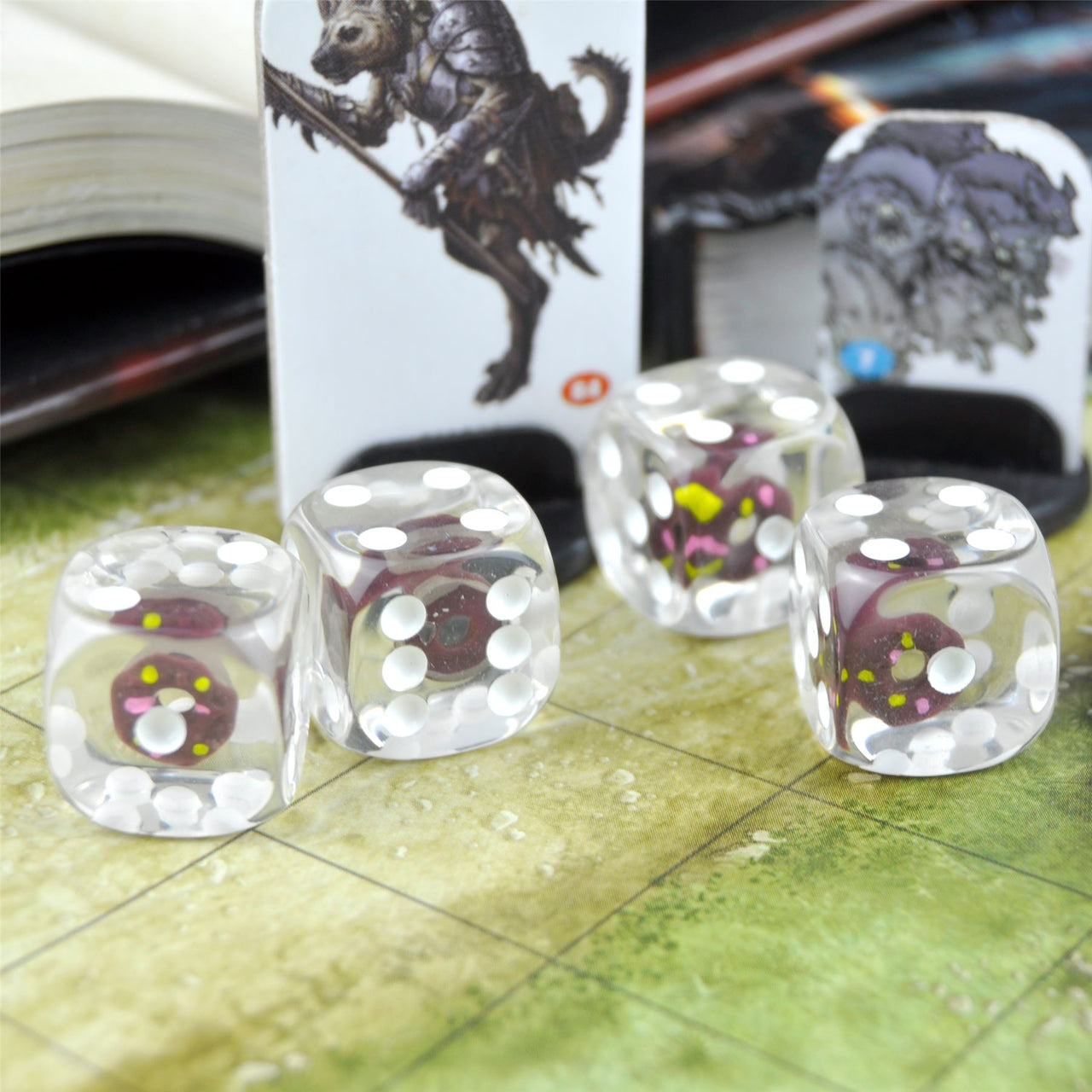 Brown Donut in Clear Resin - 6pcs D6 RPG Dice Set