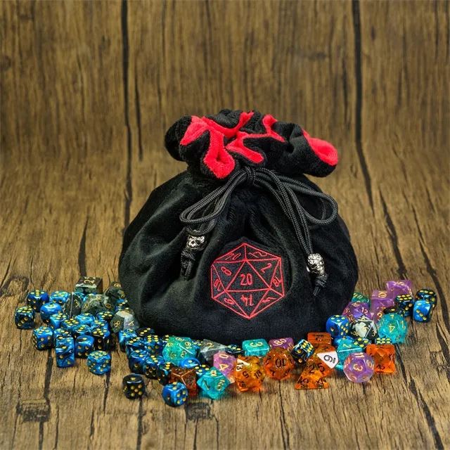 Black Bag with Compartments - Soft Dice Storage