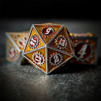 Thumbnail for Gear in Red Enamel Silver Metal - 7pcs RPG Dice Set