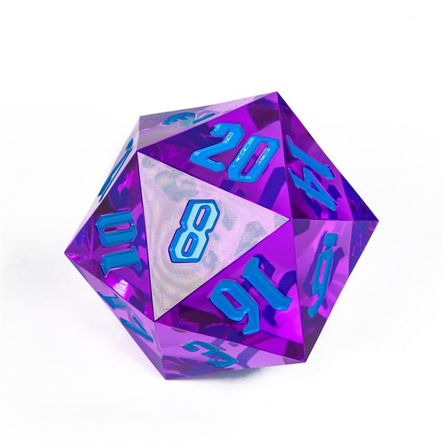 Purple & Clear Sharp Acrylic - D20 RPG Dice