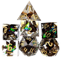 Thumbnail for Spice in Clear Filled Sharp Resin - 7pcs RPG Dice Set