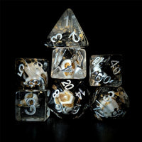 Thumbnail for Skull with Gold Foil in Black & Clear Resin - 7pcs RPG Full Dice Set