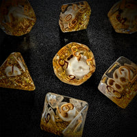 Thumbnail for Skull & Gold Glitter in Clear Resin - 7pcs RPG Full Dice Set