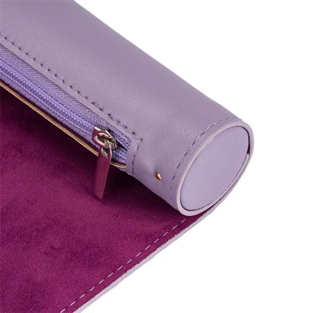 Purple Velvet PU Leather Roll & Tray - Dice Storage