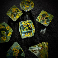 Thumbnail for Mace in Clear & Green Resin - 7pcs RPG Full Dice Set