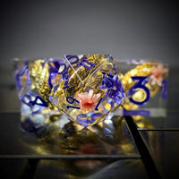 Thumbnail for 7pcs Dice Sharp Filled Gold Ring Flowers Purple Font Purple Clear