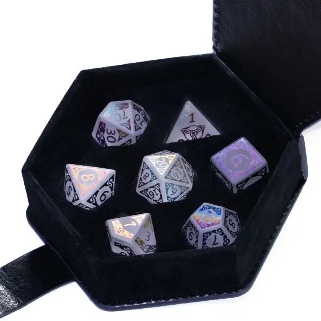 White Quartz Gemstone - 7pcs RPG Dice Set