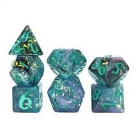 Thumbnail for 7pcs Dice Resin Glitter Blue Font Black Blue