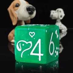 7pcs Dice Acrylic Pattern Dogs White Font Green