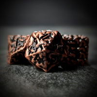 Thumbnail for 7pcs RPG Dice Set - Black Wash over Copper Metal Brains