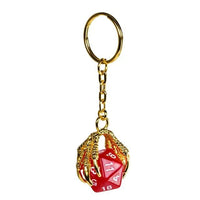 Thumbnail for Red & Gold Acrylic in Metal Claw - D20 Keyring