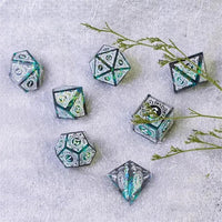 Thumbnail for White Pattern on Grey with Candy Sharp Resin - 7pcs RPG Dice Set