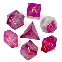 Thumbnail for 7pcs Dice Gem Stone Agate Gold Font White Pink