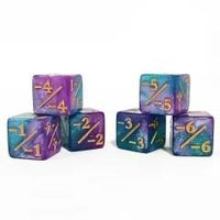 Thumbnail for 6pcs D6 16mm Dice Acrylic Counter Gold Font Blue Green Purple