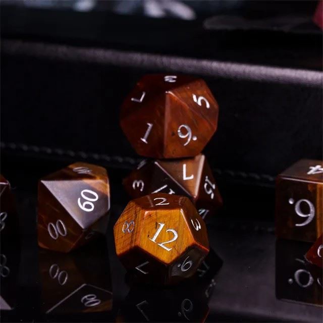 Tigers Eye Gemstone - 7pcs RPG Dice Set