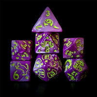 Thumbnail for Yellow Cats on Pink Acrylic - 7pcs RPG Full Dice Set