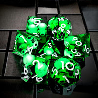 Thumbnail for Skull in Green Filled Sharp Resin - 7pcs RPG Dice Set