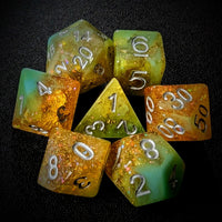 Thumbnail for Glitter in Orange & Cyan Resin - 7pcs RPG Full Dice Set