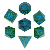 Thumbnail for 7pcs Dice Sharp Candy Pirate Pattern Blue Font Green