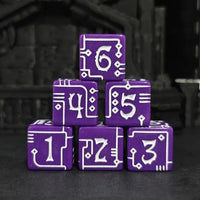 Thumbnail for 6pcs D6 16mm Dice Acrylic Circuit White Font Purple