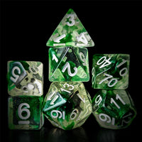 Thumbnail for Green Swirl in Clear Resin - 7pcs RPG Full Dice Set
