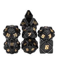 Thumbnail for 7pcs Dice Metal Alien Ship Gold Font Black