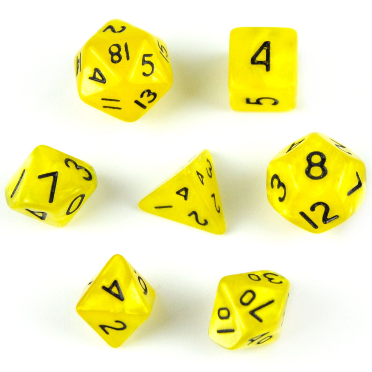 Silk Yellow Acrylic - 7pcs RPG Mini Dice Set