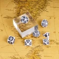 7pcs Dice Resin Pattern Dwarven Frame Black Font White