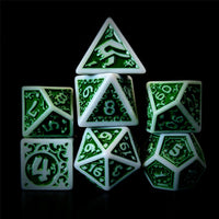 Thumbnail for Green Vines on White Acrylic - 7pcs RPG Full Dice Set