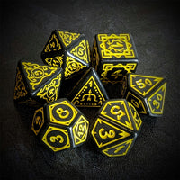 Thumbnail for Yellow Vines on Black Acrylic - 7pcs RPG Full Dice Set