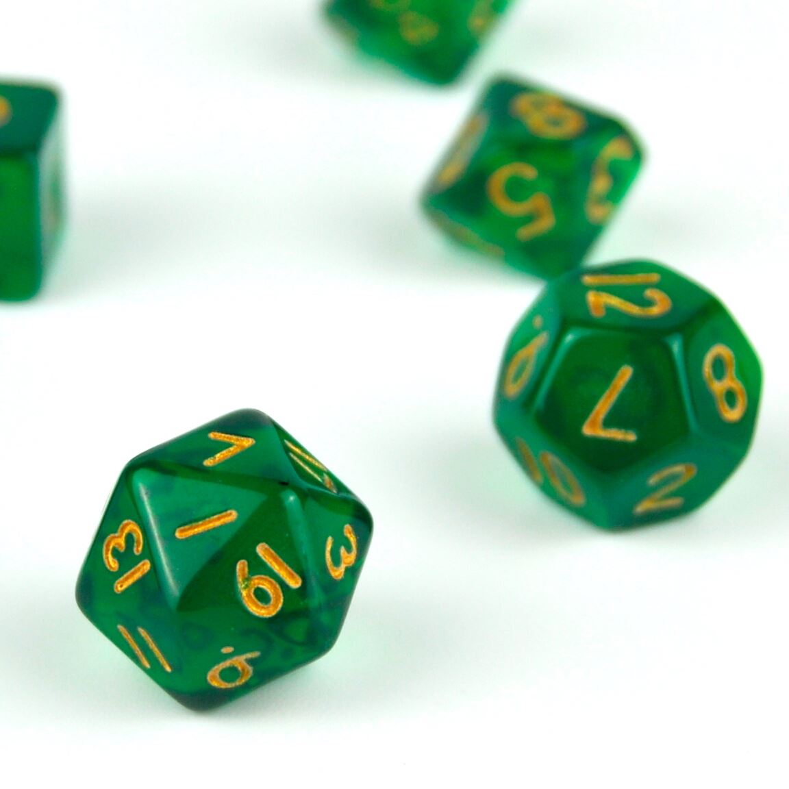 Green & Clear Acrylic - 7pcs RPG Mini Dice Set