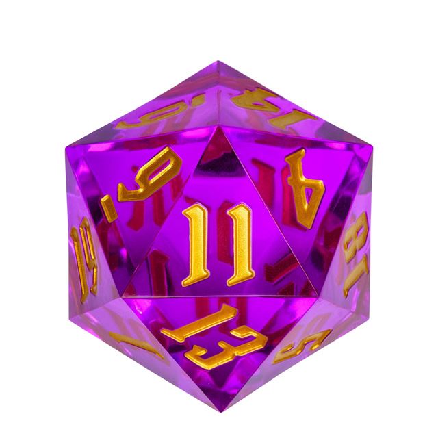 Magenta & Clear Sharp Acrylic - D20 RPG Dice