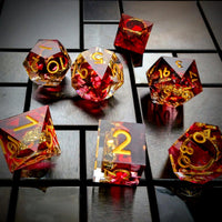 Thumbnail for Gold Ring in Red & Clear Filled Sharp Resin - 7pcs RPG Dice Set