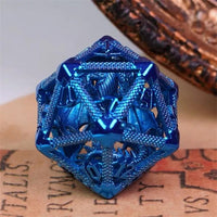 Thumbnail for Dragon in Blue Metal - Hollow D20 RPG Dice