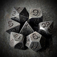 Thumbnail for Silver Metal with Black Dragon Font - 7pcs RPG Dice Set