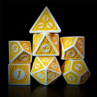 Thumbnail for Yellow Lattice on White Acrylic - 7pcs RPG Full Dice Set Dark Stack