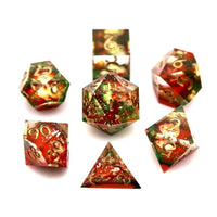 Thumbnail for Layered Orange & Red Sharp Resin - 7pcs RPG Dice Set