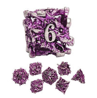 Thumbnail for 7pcs Dice Metal Hollow Dragons Head Nickel Font Purple