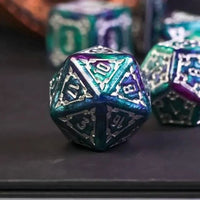 Thumbnail for Castle on Purple & Teal Resin - 7pcs RPG Oversized Dice Set