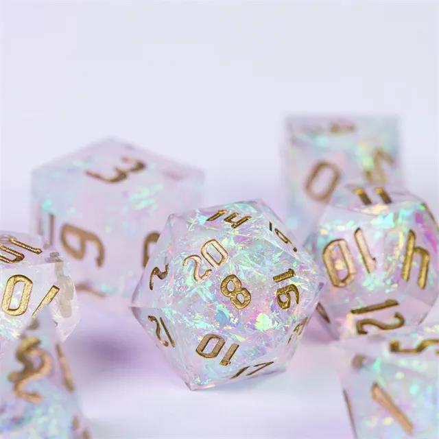 Candy in Clear & White Sharp Resin - 7pcs RPG Dice Set