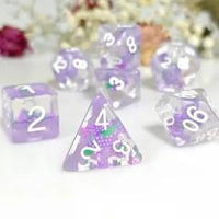 Thumbnail for 7pcs Dice Resin Filled White Font Purple Grape Clear